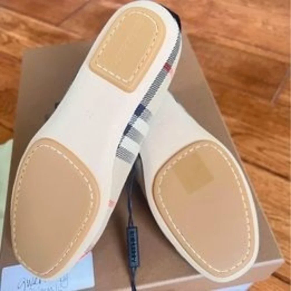 Burberry Mini Grace Logo Detail Check Ballerina Flat